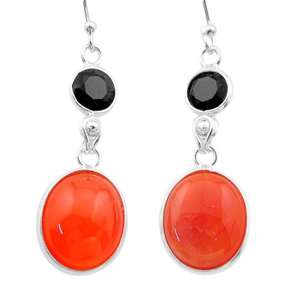 15.89cts halloween natural orange cornelian onyx 925 silver earrings t57579