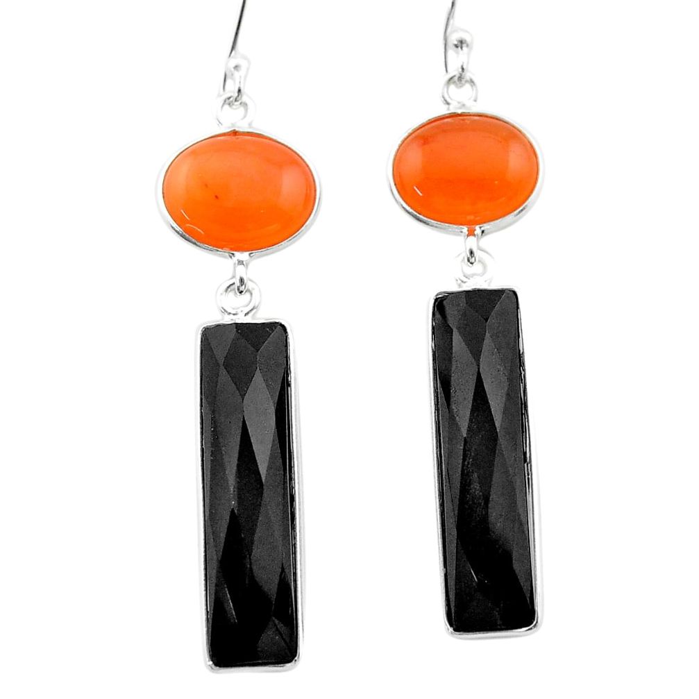 16.47cts halloween natural orange cornelian onyx 925 silver earrings t57588