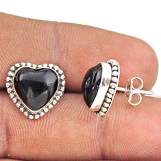 9.67cts heart natural black onyx 925 sterling silver stud earrings t95266