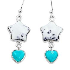 8.65cts heart natural dendrite opal larimar 925 silver star fish earrings u37347