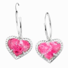 13.27cts heart pink thulite (unionite, pink zoisite) silver earrings u33343