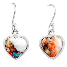 7.96cts heart spiny oyster arizona turquoise 925 silver dangle earrings u1119