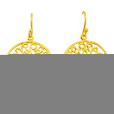 Indonesian bali style solid 925 silver 14k gold tree of life earrings c25912