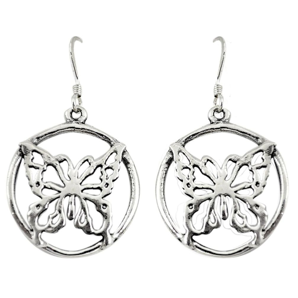 Indonesian bali style solid 925 silver butterfly charm earrings jewelry c20314