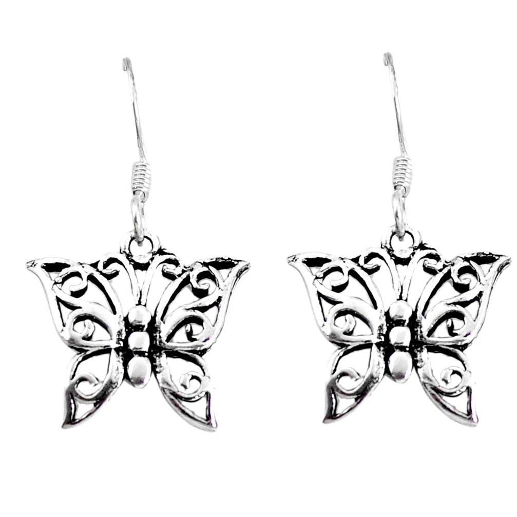 2.69gms indonesian bali style solid 925 silver butterfly earrings c20283