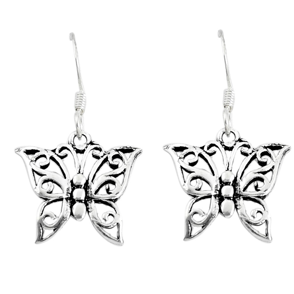 2.06gms indonesian bali style solid 925 silver butterfly earrings jewelry c20287