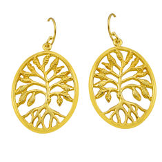 6.49gms indonesian bali style solid 925 silver gold tree of life earrings y83303