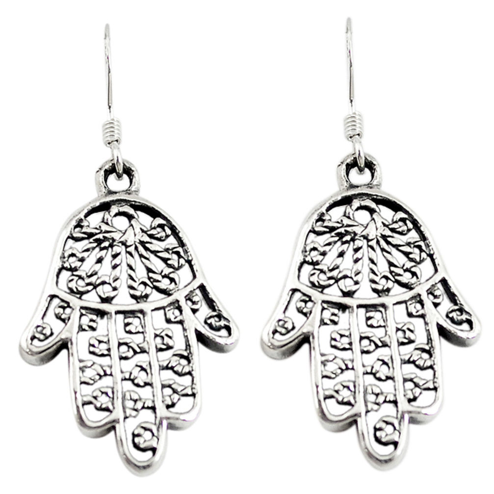 Indonesian bali style solid 925 silver hand of god hamsa earrings c20304