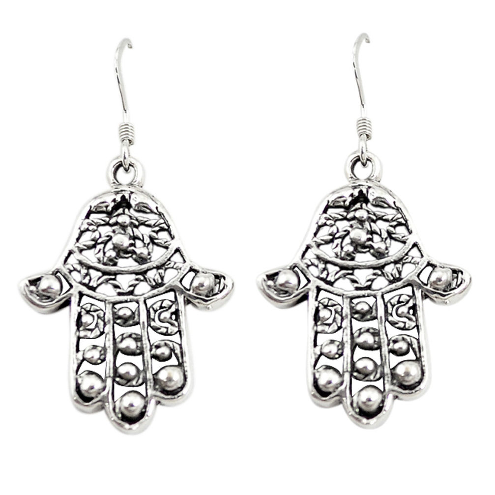 Indonesian bali style solid 925 silver hand of god hamsa earrings c20316