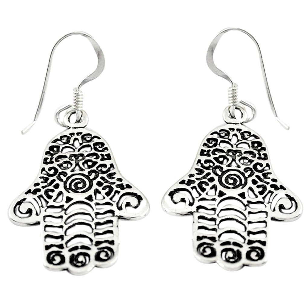 Indonesian bali style solid 925 silver hand of god hamsa earrings c23112