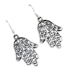 Clearance Sale- Indonesian bali style solid 925 silver hand of god hamsa earrings jewelry p2292