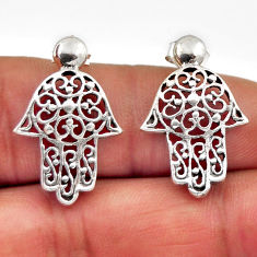 3.69gms indonesian bali style solid 925 silver hand of god hamsa earrings n28790