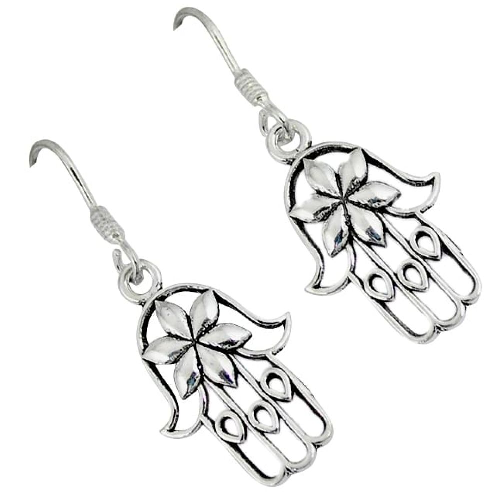 an bali style solid 925 silver hand of god hamsa earrings p1107