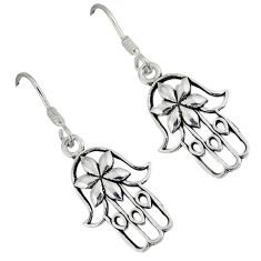 Clearance Sale- 2.84gms indonesian bali style solid 925 silver hand of god hamsa earrings p1107