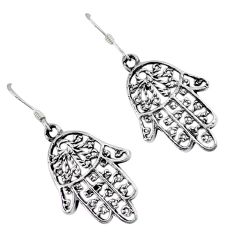 4.62gms indonesian bali style solid 925 silver hand of god hamsa earrings p1211