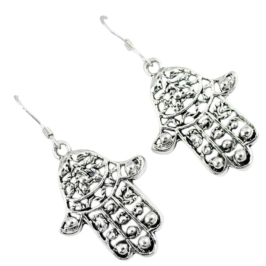 an bali style solid 925 silver hand of god hamsa earrings p1213