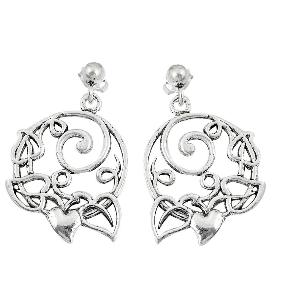 6.89gms indonesian bali style solid 925 silver heart love earrings c25898
