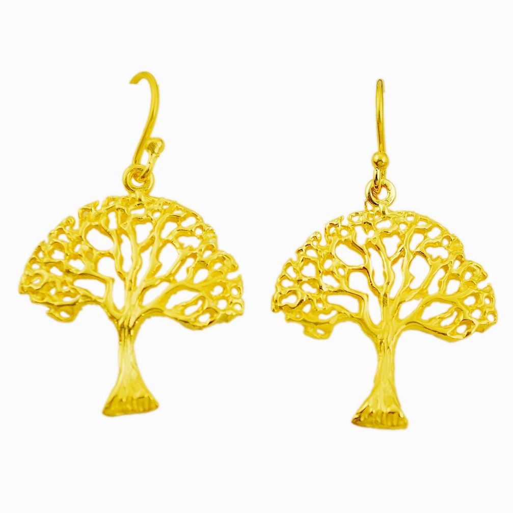 Indonesian bali style solid 925 silver rose gold tree of life earrings c20476