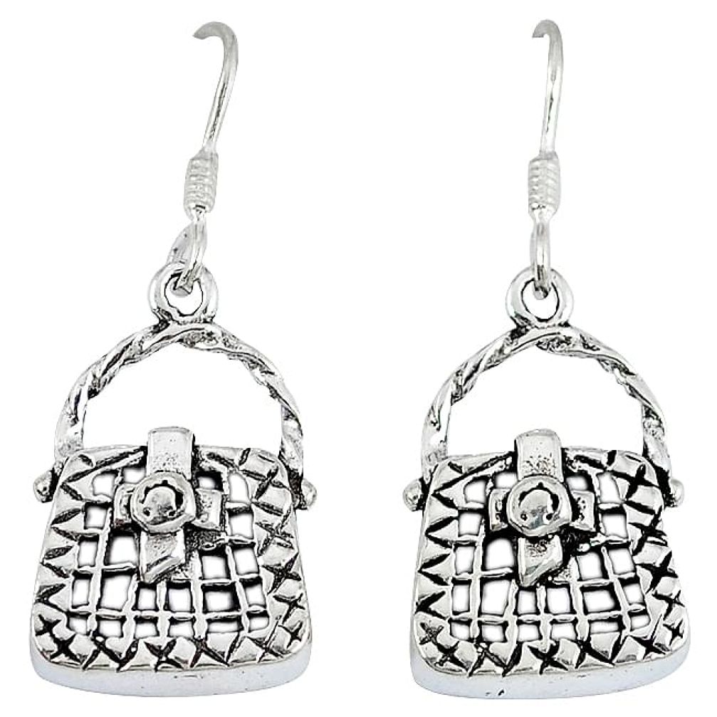 Indonesian bali style solid 925 silver sexy purse earrings jewelry p2676