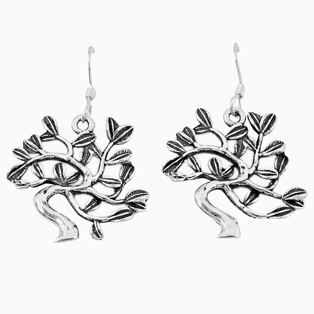 Indonesian bali style solid 925 silver tree of life earrings jewelry c20267