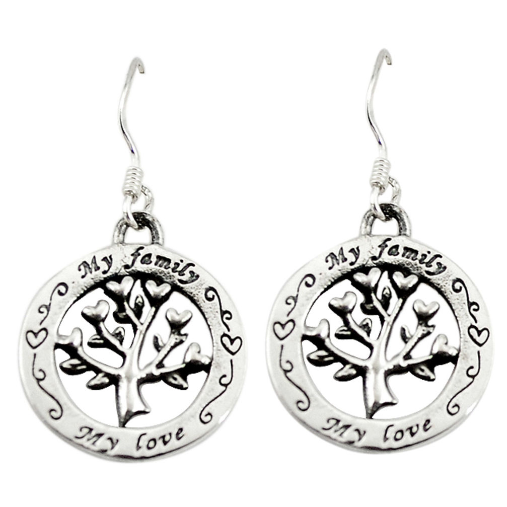 Indonesian bali style solid 925 silver tree of life earrings jewelry c23038
