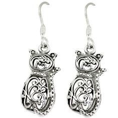Clearance Sale- 4.89gms indonesian bali style solid 925 sterling silver cat earrings p4046