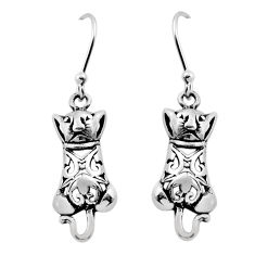 3.07gms indonesian bali style solid 925 sterling silver cats earrings n28133