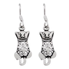2.83gms indonesian bali style solid 925 sterling silver cats earrings n28136