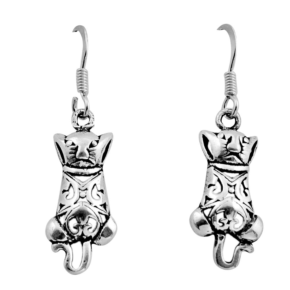 2.86gms indonesian bali style solid 925 sterling silver cats earrings y83485