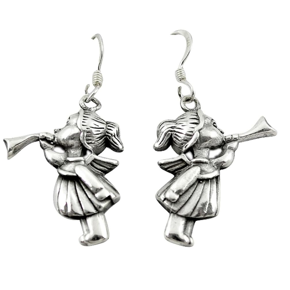 Indonesian bali style solid 925 sterling silver dangle doll earrings c23116