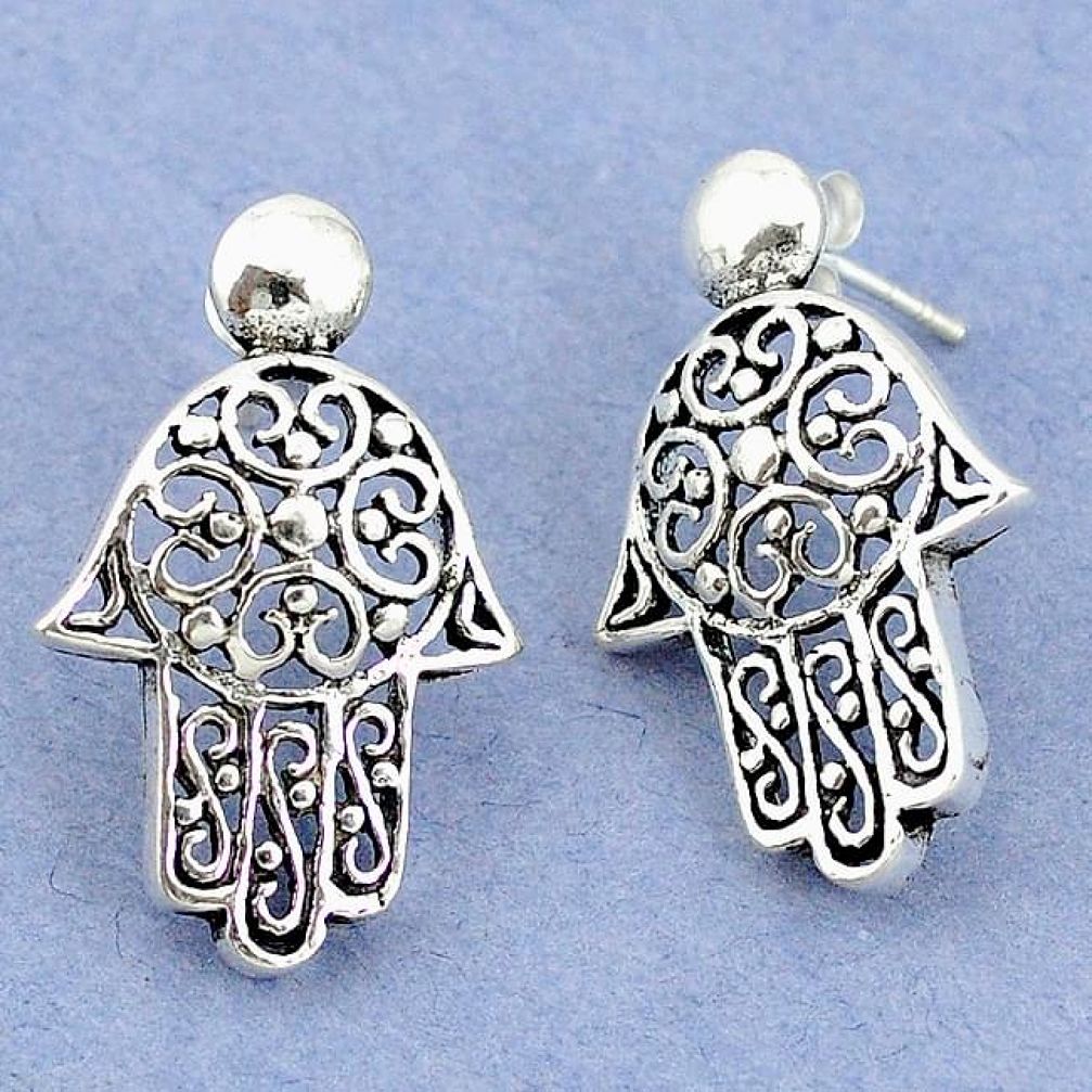 4.78gms indonesian bali style solid 925 sterling silver dangle earrings p4359