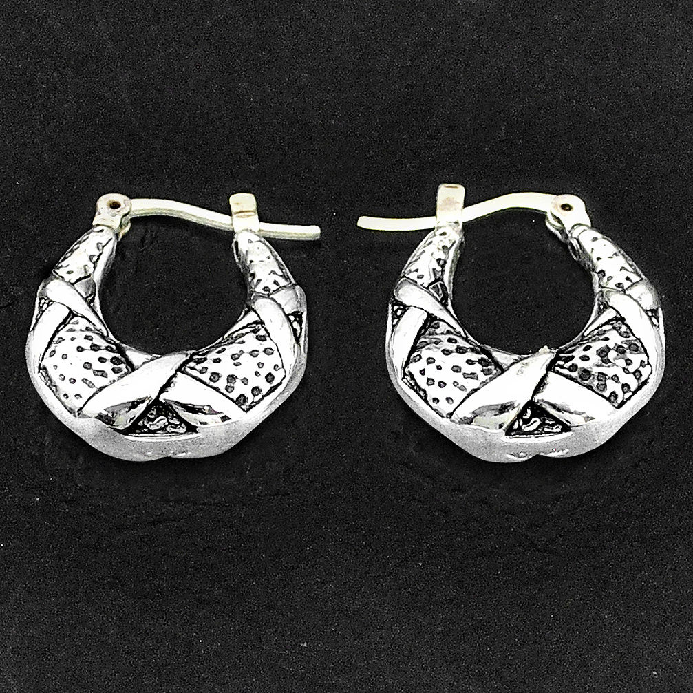 3.48gms indonesian bali style solid 925 sterling silver dangle earrings t6122