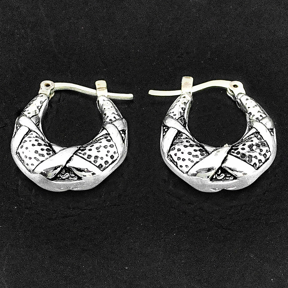 3.43gms indonesian bali style solid 925 sterling silver dangle earrings t6134