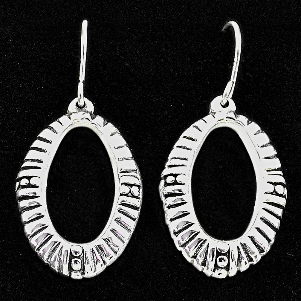 2.69gms indonesian bali style solid 925 sterling silver dangle earrings t6201