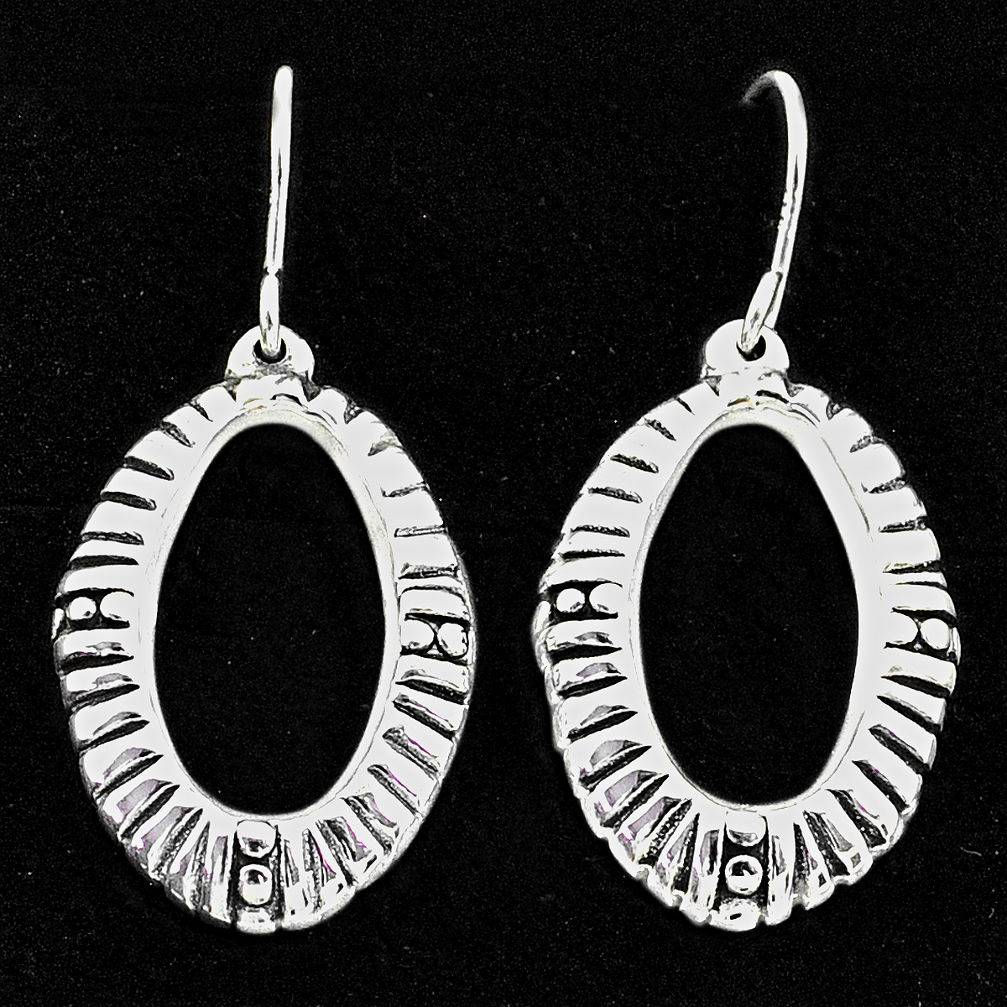 2.69gms indonesian bali style solid 925 sterling silver dangle earrings t6203