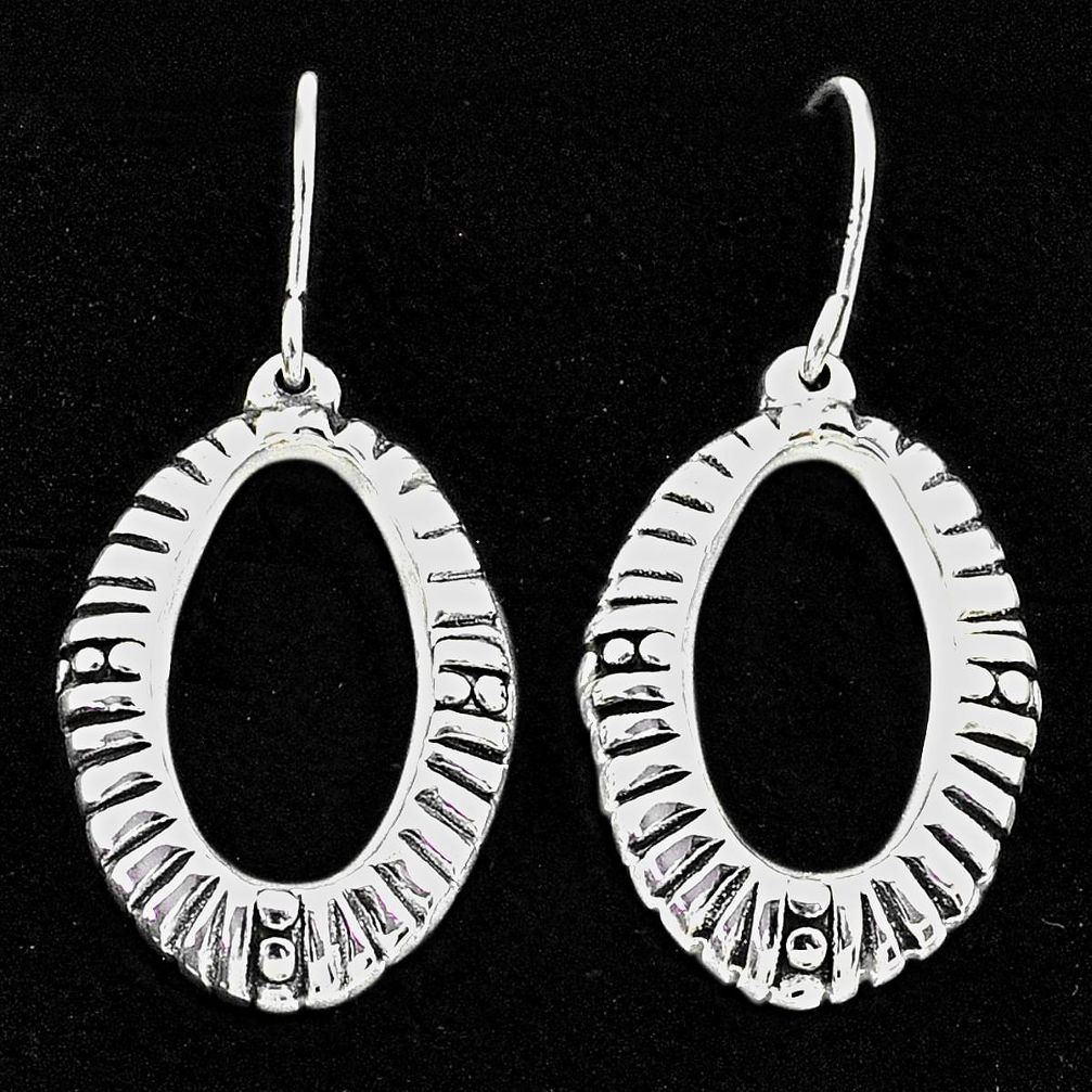 2.68gms indonesian bali style solid 925 sterling silver dangle earrings t6207