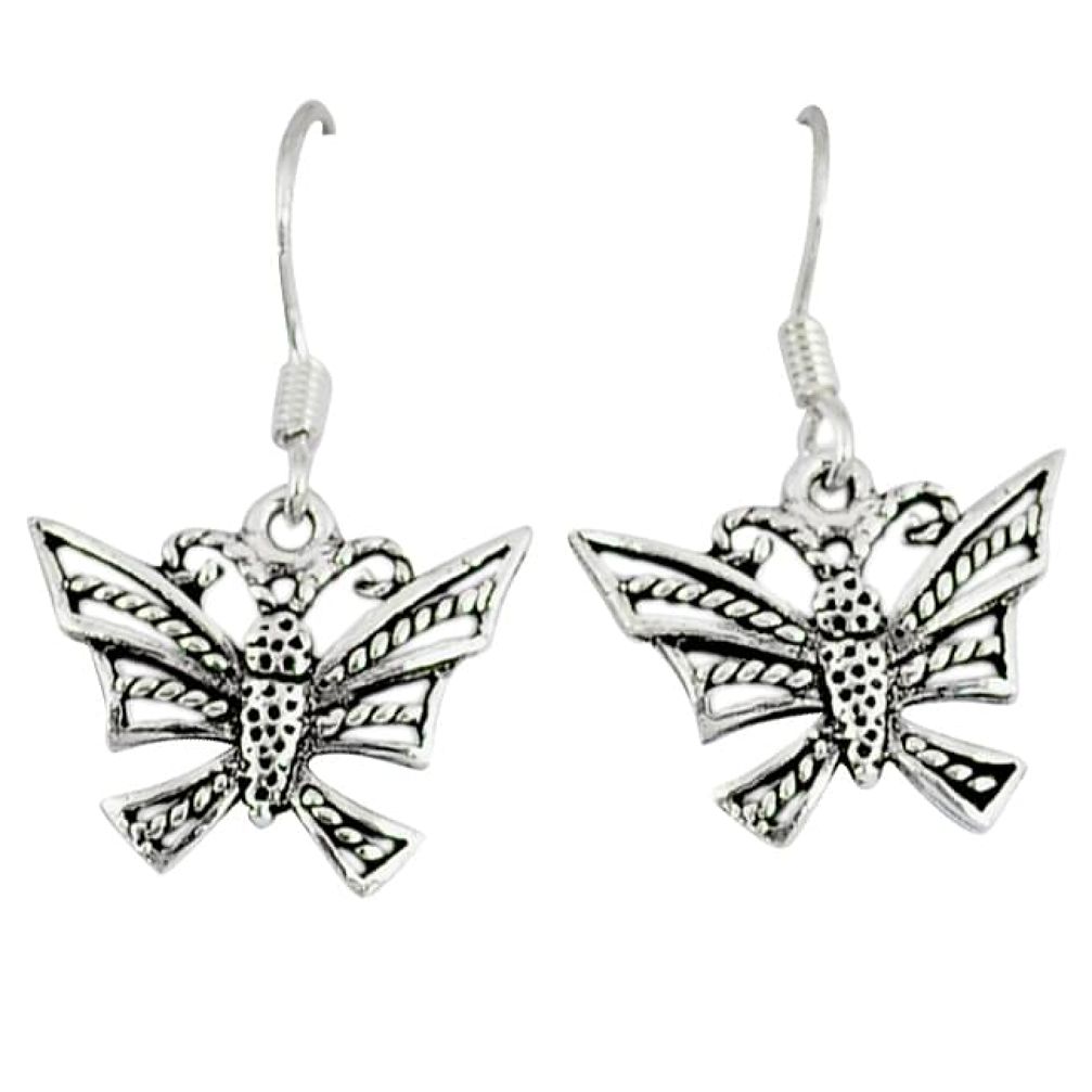 Indonesian bali style solid 925 sterling silver dragonfly earrings p3989