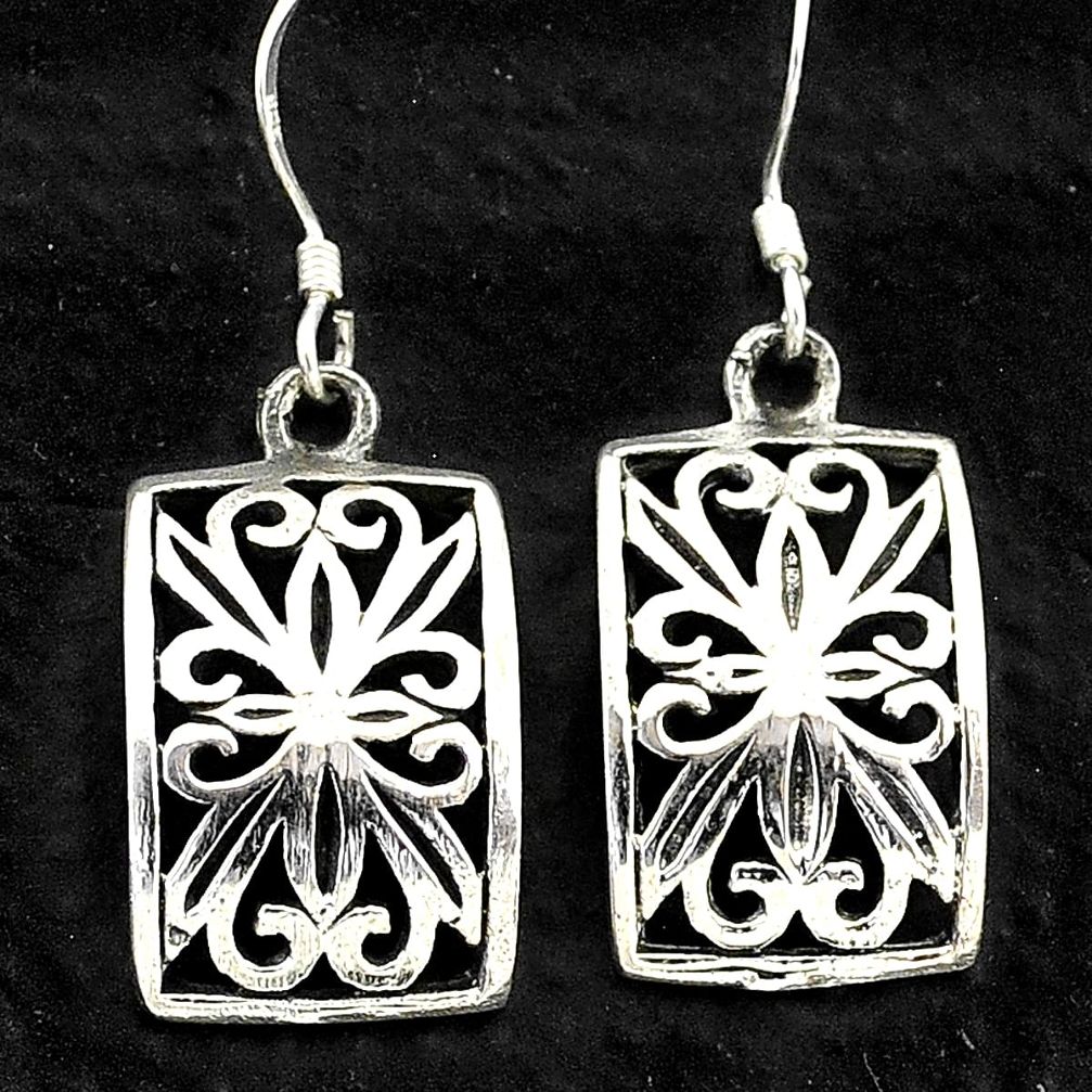 4.87gms indonesian bali style solid 925 sterling silver earrings jewelry t6271