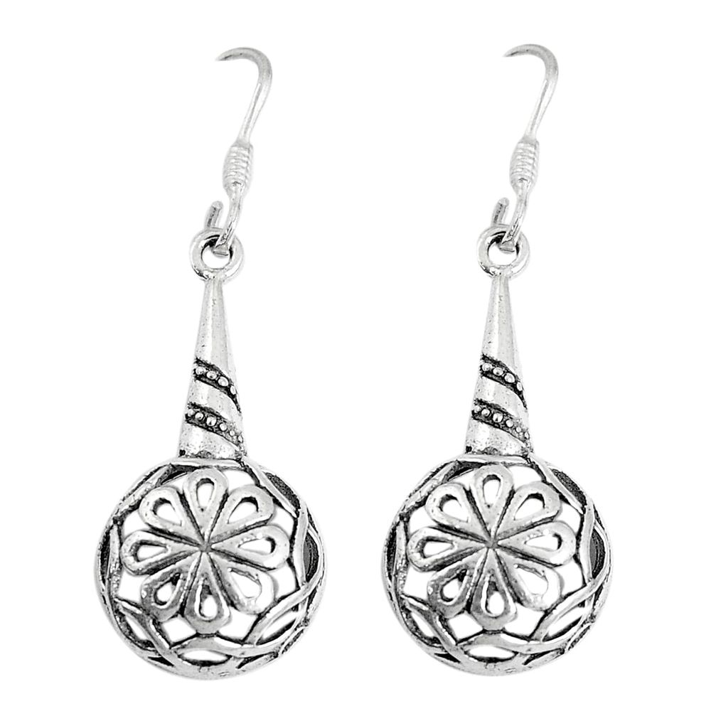 3.89gms indonesian bali style solid 925 sterling silver flower earrings c25900