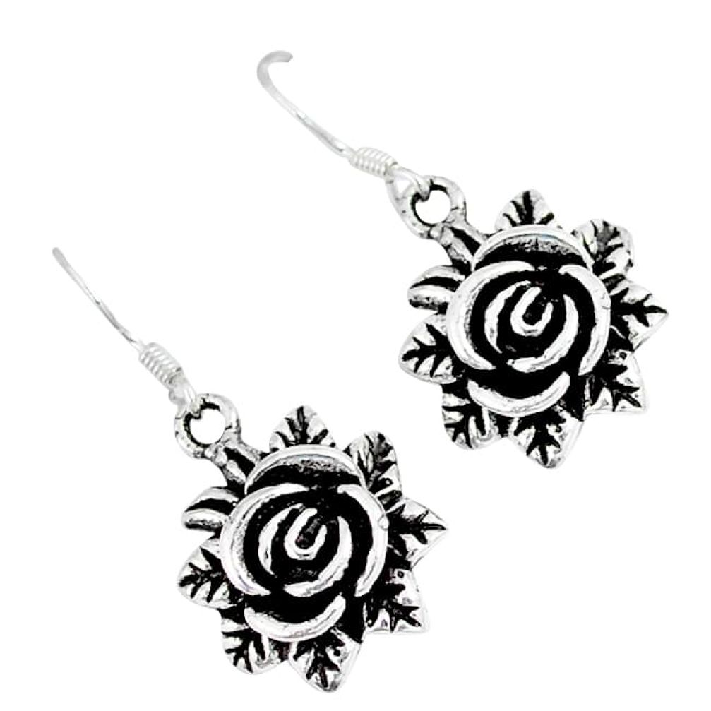 an bali style solid 925 sterling silver flower earrings p1205