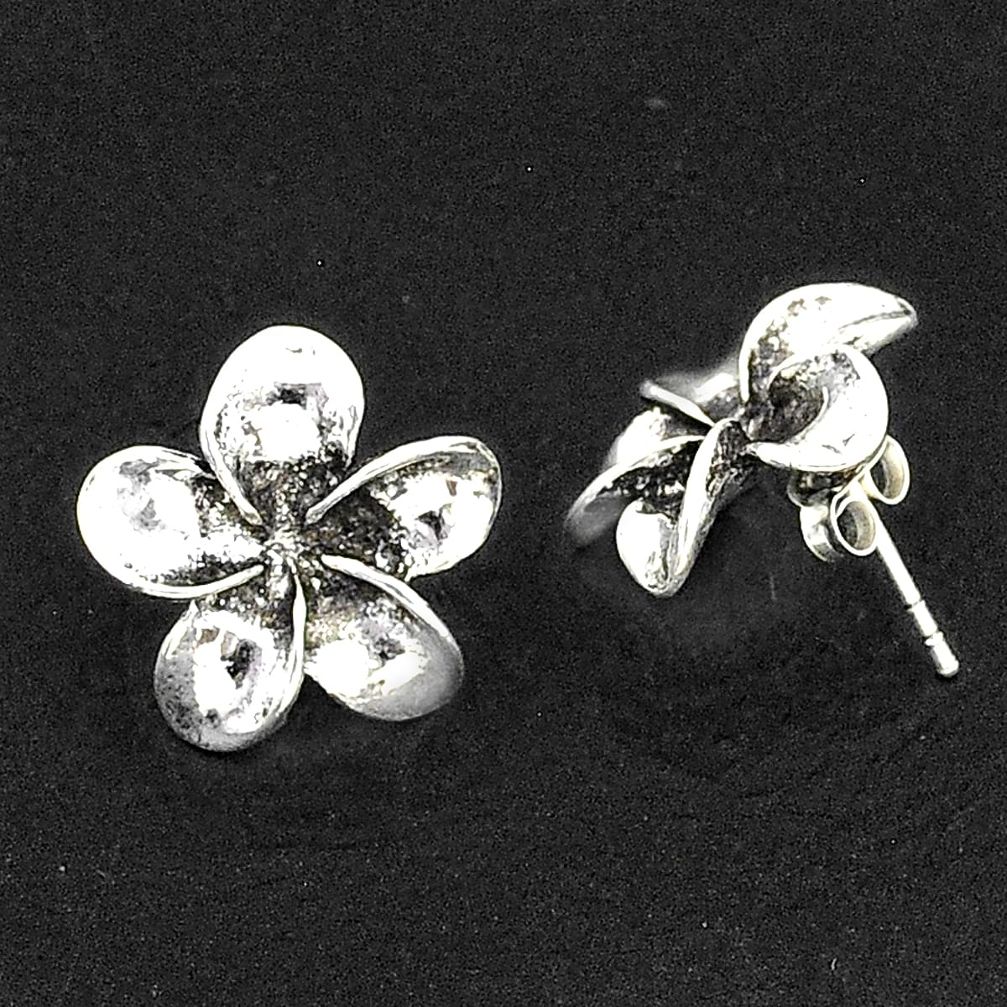 4.02gms indonesian bali style solid 925 sterling silver flower earrings t6263