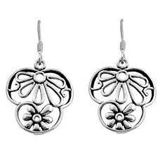 5.26gms indonesian bali style solid 925 sterling silver flower earrings y83472