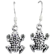 5.16gms indonesian bali style solid 925 sterling silver frog earrings p1138