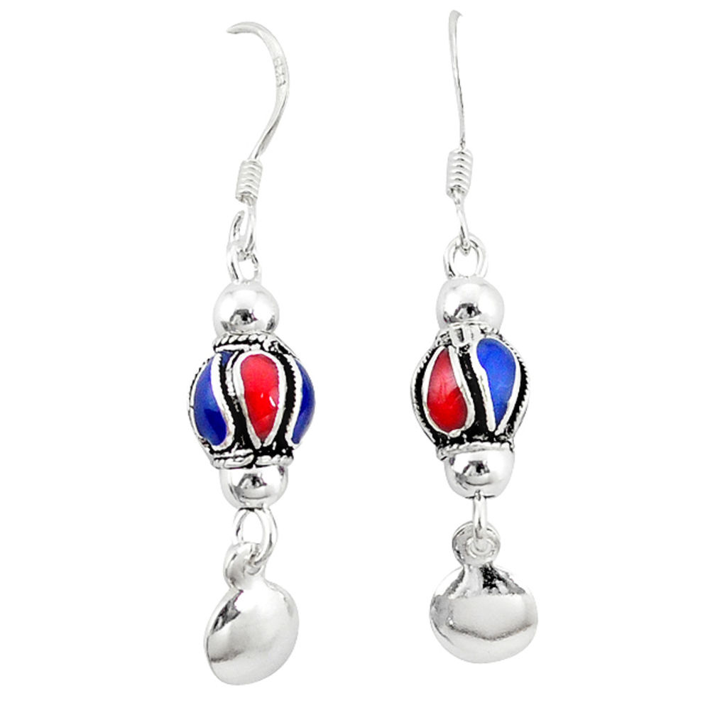 Indonesian bali style solid multi color enamel 925 silver ball earrings c23057