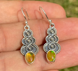 2.90gms natural multicolor ethiopian opal 925 sterling silver dangle earrings