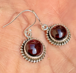 4.10gms natural red garnet 925 sterling silver dangle earrings jewelry