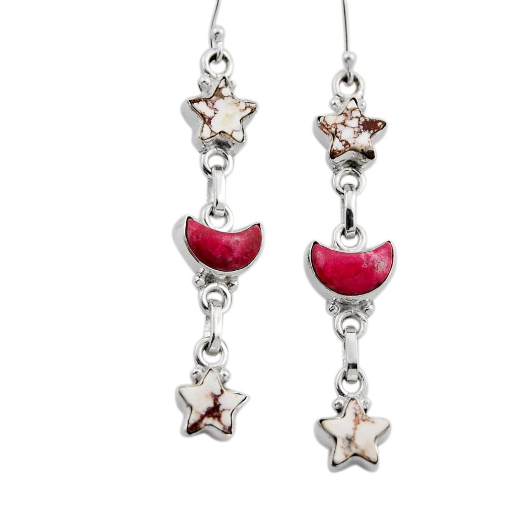 19.56cts moon star wild horse magnesite thulite fancy 925 silver earrings n11652