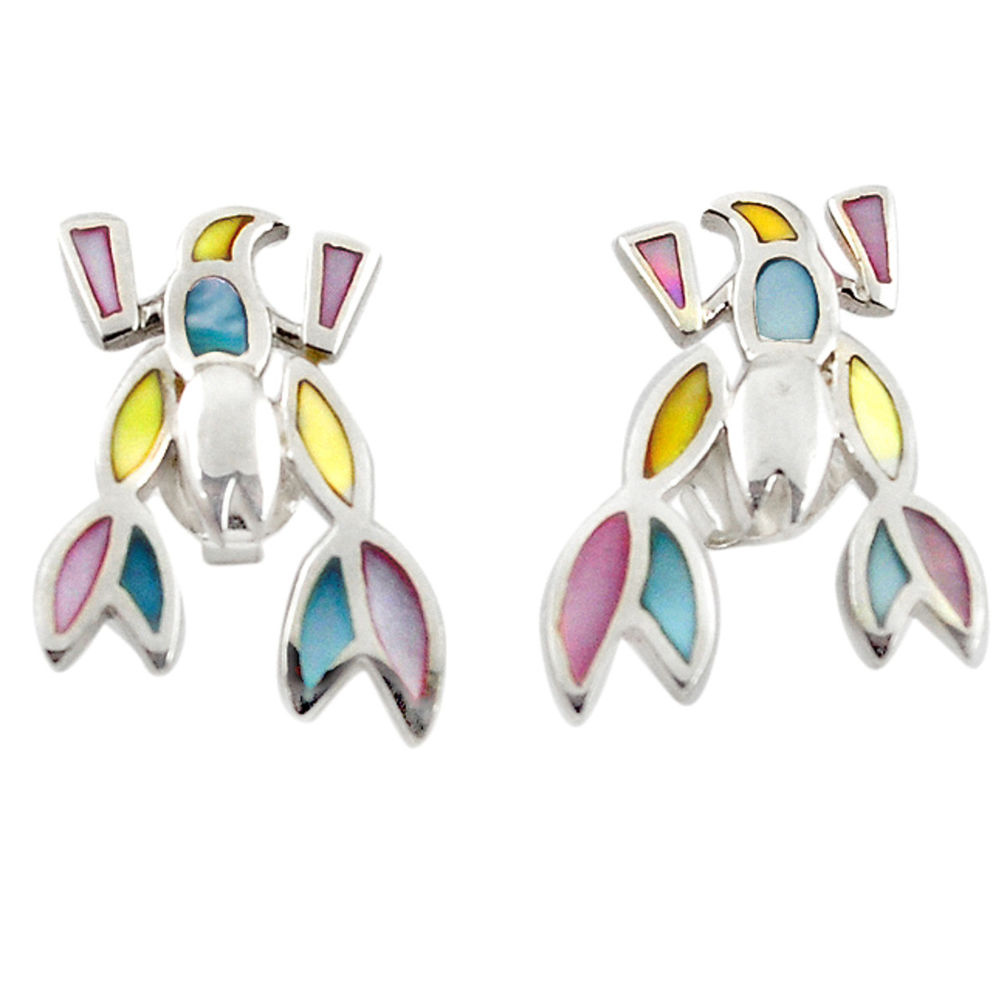 Multi color blister pearl enamel 925 silver dangle earrings a69646 c14286