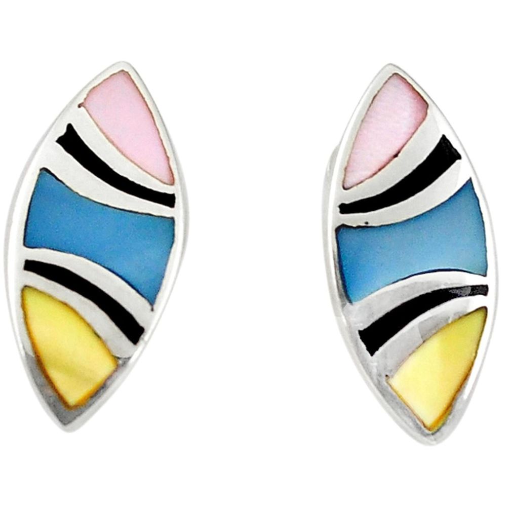 Multi color blister pearl enamel 925 silver dangle earrings a69655 c14374