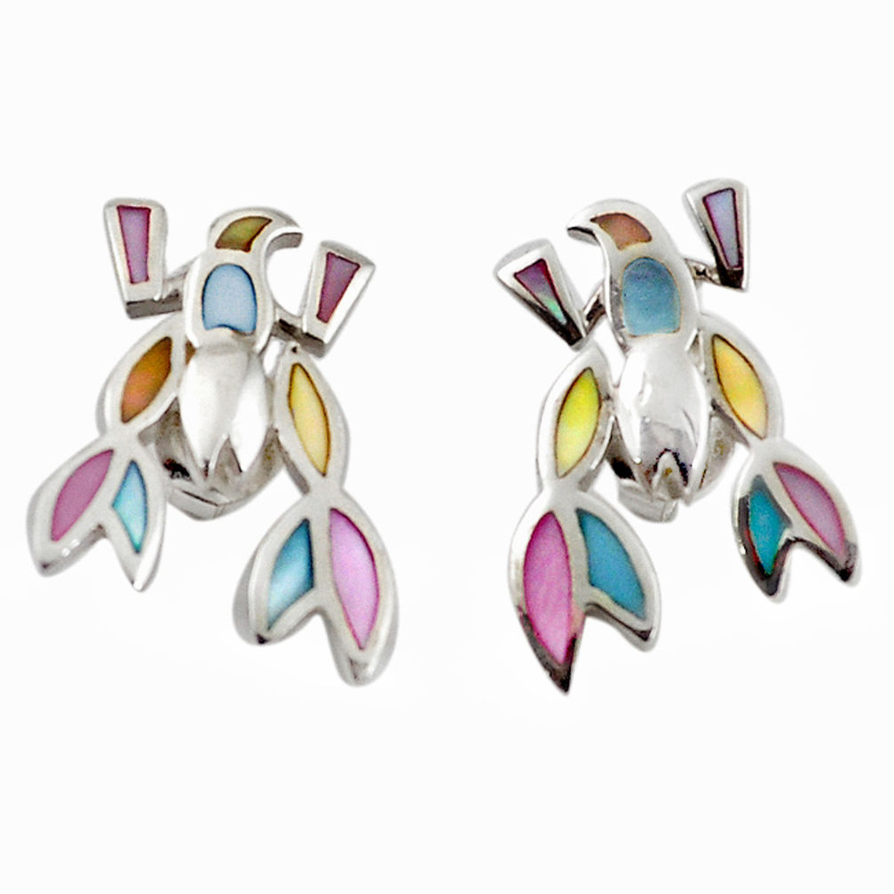 Multi color blister pearl enamel 925 silver dangle earrings a69656 c14295